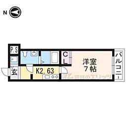 アイーズ荘 1Kの間取図画像