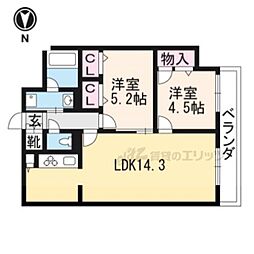 セントリヴィエ二条 2LDKの間取図画像