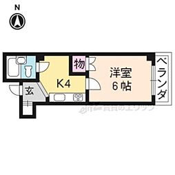 エバーグリーンヴィラ堀川 1Kの間取図画像