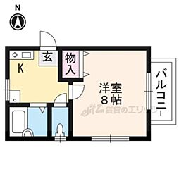 ウイズ山喜 1Kの間取図画像