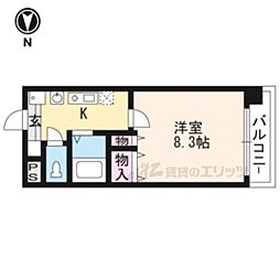 ハウスセゾン御所南 1Kの間取図画像