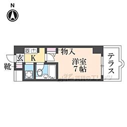 パラドール西院パート2 1Kの間取図画像