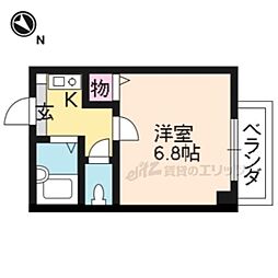 エリーフラッツ 1Kの間取図画像