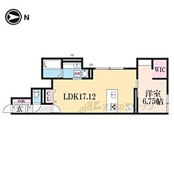 ベルリード聚楽廻 1LDKの間取図画像