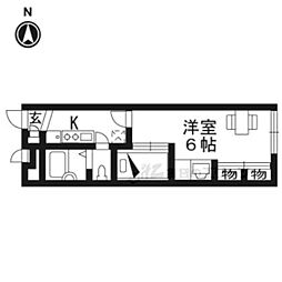 レオパレスモイスン 1Kの間取図画像