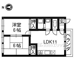 ドエル四条 2LDKの間取図画像