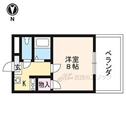 第2ハイツ早田 1Kの間取図画像