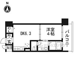 アクアプレイス京都西院 1DKの間取図画像