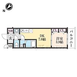ベラジオレガシー葛野大路八条 1DKの間取図画像