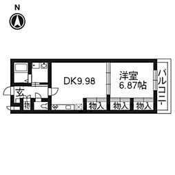 キャトルセゾン嵐山 1DKの間取図画像