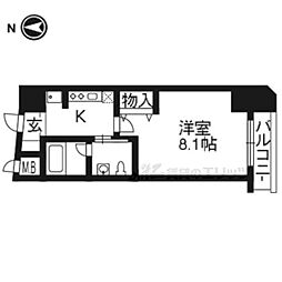 クリスタルグランツ京都高辻 1Kの間取図画像