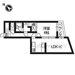 カサグランデ嵯峨野 1LDKの間取図画像