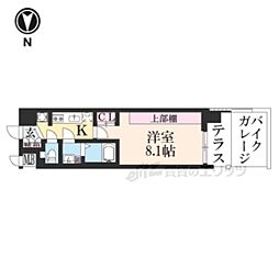ソルテラス京都洛南 1Kの間取図画像