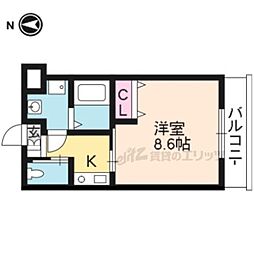 ヴィータ京都西院 1Kの間取図画像