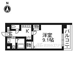 フォース三条 1Kの間取図画像