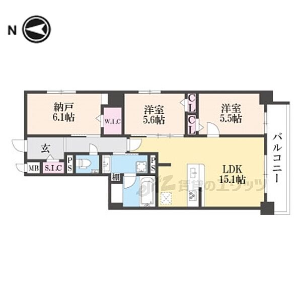 京都府京都市東山区三条通白川橋東入五軒町(賃貸マンション3LDK・5階・72.75㎡)の写真 その2