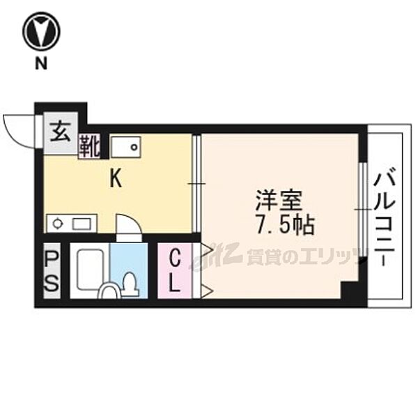 コスモハイツ千本 405｜京都府京都市上京区六軒町通今出川下ル南佐竹町(賃貸マンション1K・4階・23.16㎡)の写真 その2