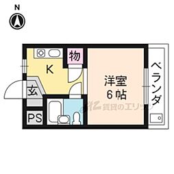 ロータリーマンション修学院 1Kの間取図画像