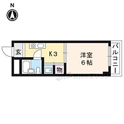 ランドハウス洛北 1Kの間取図画像