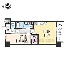RIVIEREGAUCHE寺町二条 1LDKの間取図画像