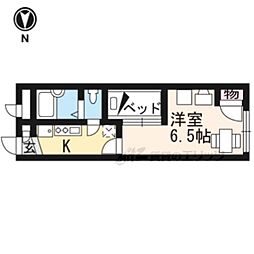 レオパレス茶山 1Kの間取図画像