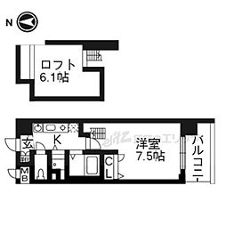 プレサンス京都修学院 1Kの間取図画像