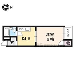 メモリー北白川 1Kの間取図画像