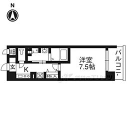 インベスト京都白川 1Kの間取図画像
