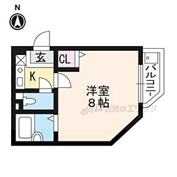 修学院まどろみ荘 1Kの間取図画像