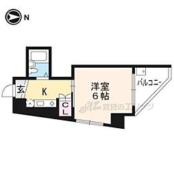 フラッツ一乗館 1Kの間取図画像