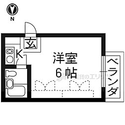 カーサ東一条 ワンルームの間取図画像