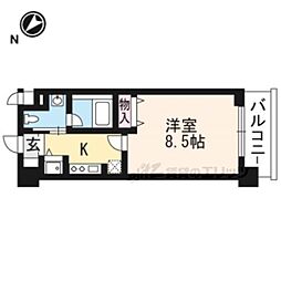 レジディア洛北 1Kの間取図画像