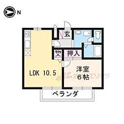 クレールかきつばた 1LDKの間取図画像