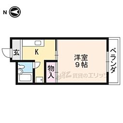 白水荘 1Kの間取図画像