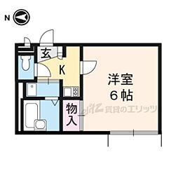 レオパレス西陣 1Kの間取図画像