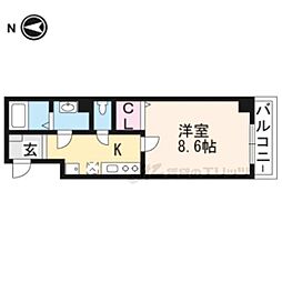 レゾナンス西陣 1Kの間取図画像