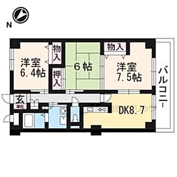 イースタン平野路 3DKの間取図画像