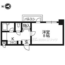 大晋メゾネ四条大宮 1Kの間取図画像