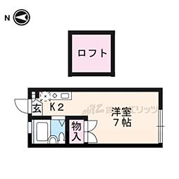 レオパレス西陣B 1Kの間取図画像