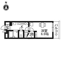 レオパレス洛 1Kの間取図画像