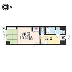 朱雀館 1Kの間取図画像