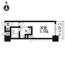 エスリード四条河原町 1Kの間取図画像