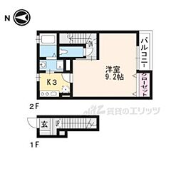 ツゥリーフ 1Kの間取図画像