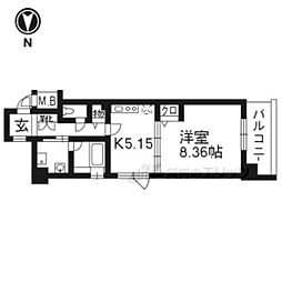 ベラジオ京都神泉苑 1DKの間取図画像