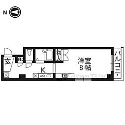 ラフィーネ御所西 ワンルームの間取図画像