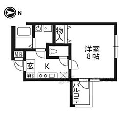 ラトゥール綾小路 1Kの間取図画像