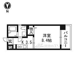THECITY京都五条 1Kの間取図画像