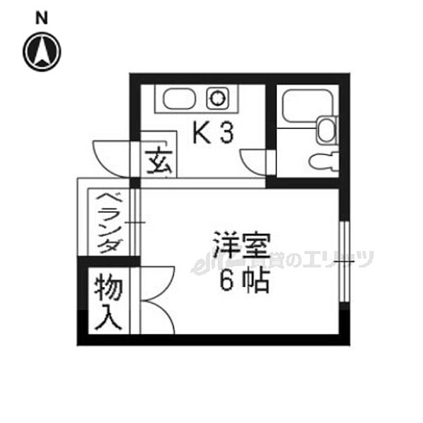 京都府京都市北区上賀茂蝉ケ垣内町(賃貸マンション1K・3階・17.75㎡)の写真 その2