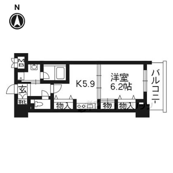 京都府京都市上京区新烏丸頭町(賃貸マンション1DK・5階・31.87㎡)の写真 その2