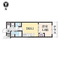 ベラジオワールドアイ京都円町 1DKの間取図画像